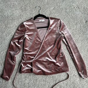 Madewell, XS, light brown velvet wrap top